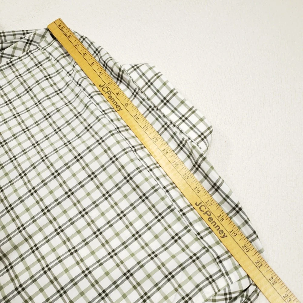 Banana Republic Button Up Shirt Men XXL Green Plaid Slim Fit Cotton Long Sleeve
